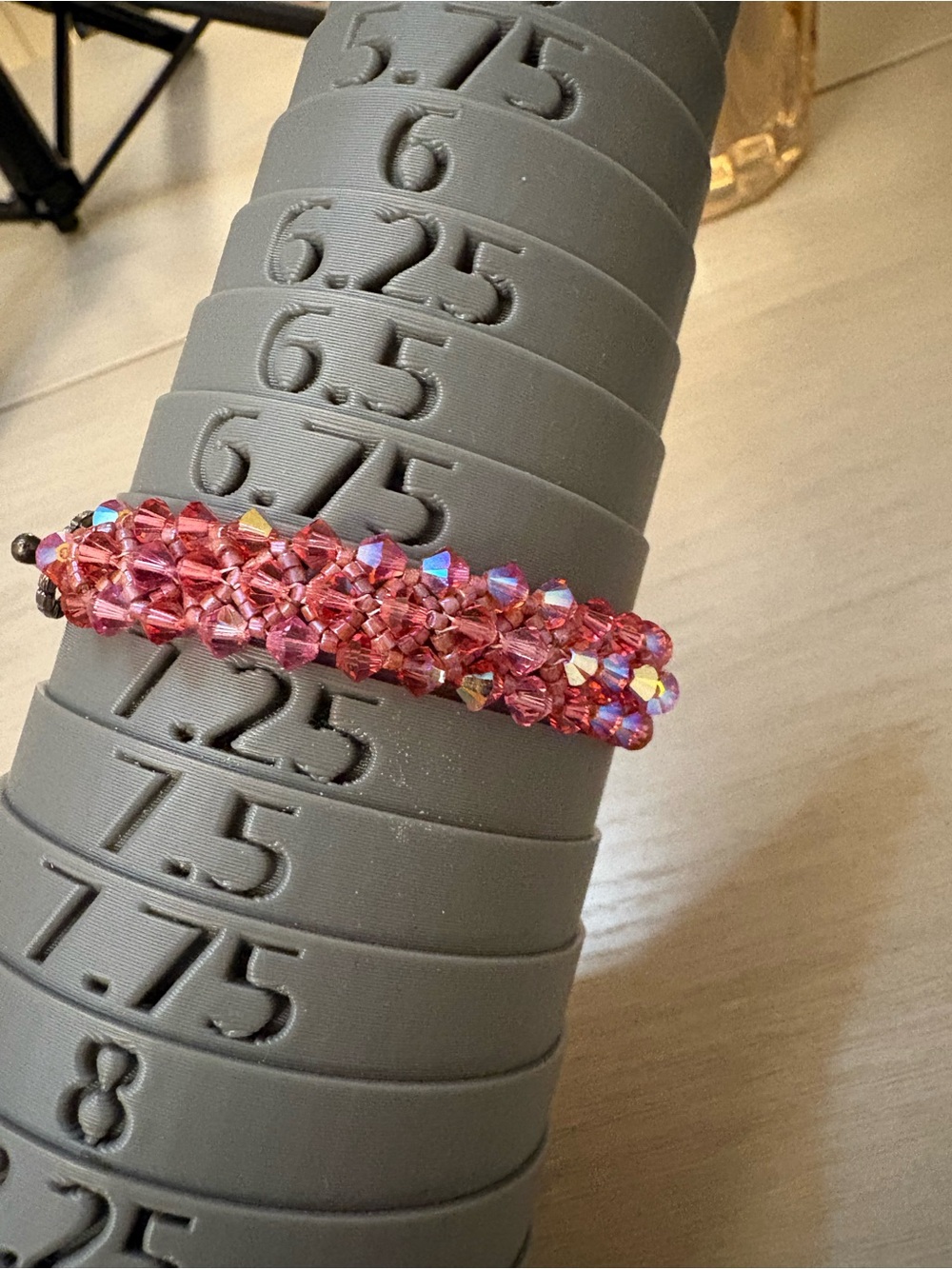 Artisan Pink Crystal Beaded Stretch Bracelet